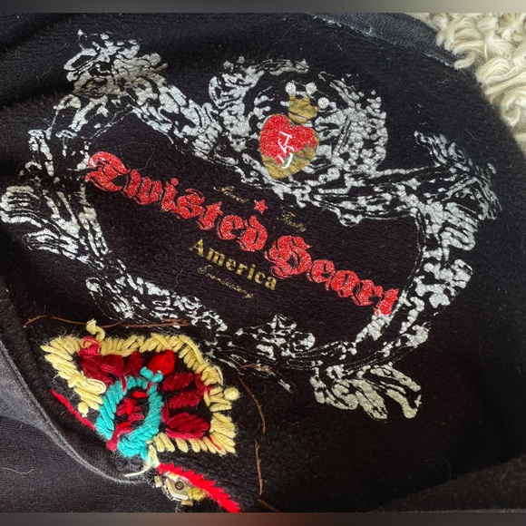 Vintage Y2K SET ‘Twisted Heart’ ♥️ Embroidered Hoodie & Flare Lounge Pants, Med - Picture 9 of 12